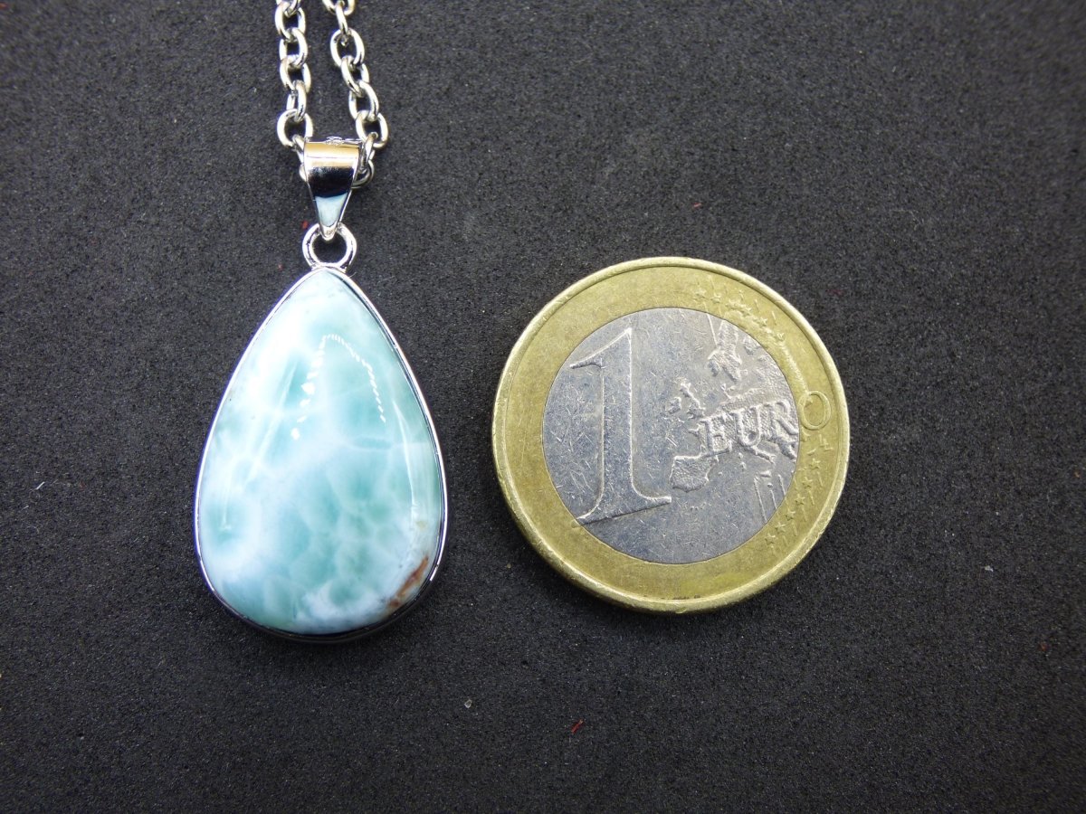Larimar AAA &quot;Atlantis Stone&quot; Edelstein Kette 925 Sterling Silber Frau Schmuck Edel Natur Heilstein Hippie Rarität Meer Himmel blau Geschenk - Art of Nature Berlin
