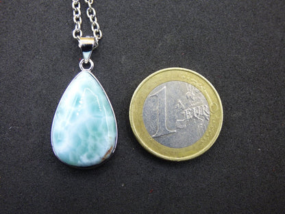 Larimar AAA &quot;Atlantis Stone&quot; Edelstein Kette 925 Sterling Silber Frau Schmuck Edel Natur Heilstein Hippie Rarität Meer Himmel blau Geschenk - Art of Nature Berlin