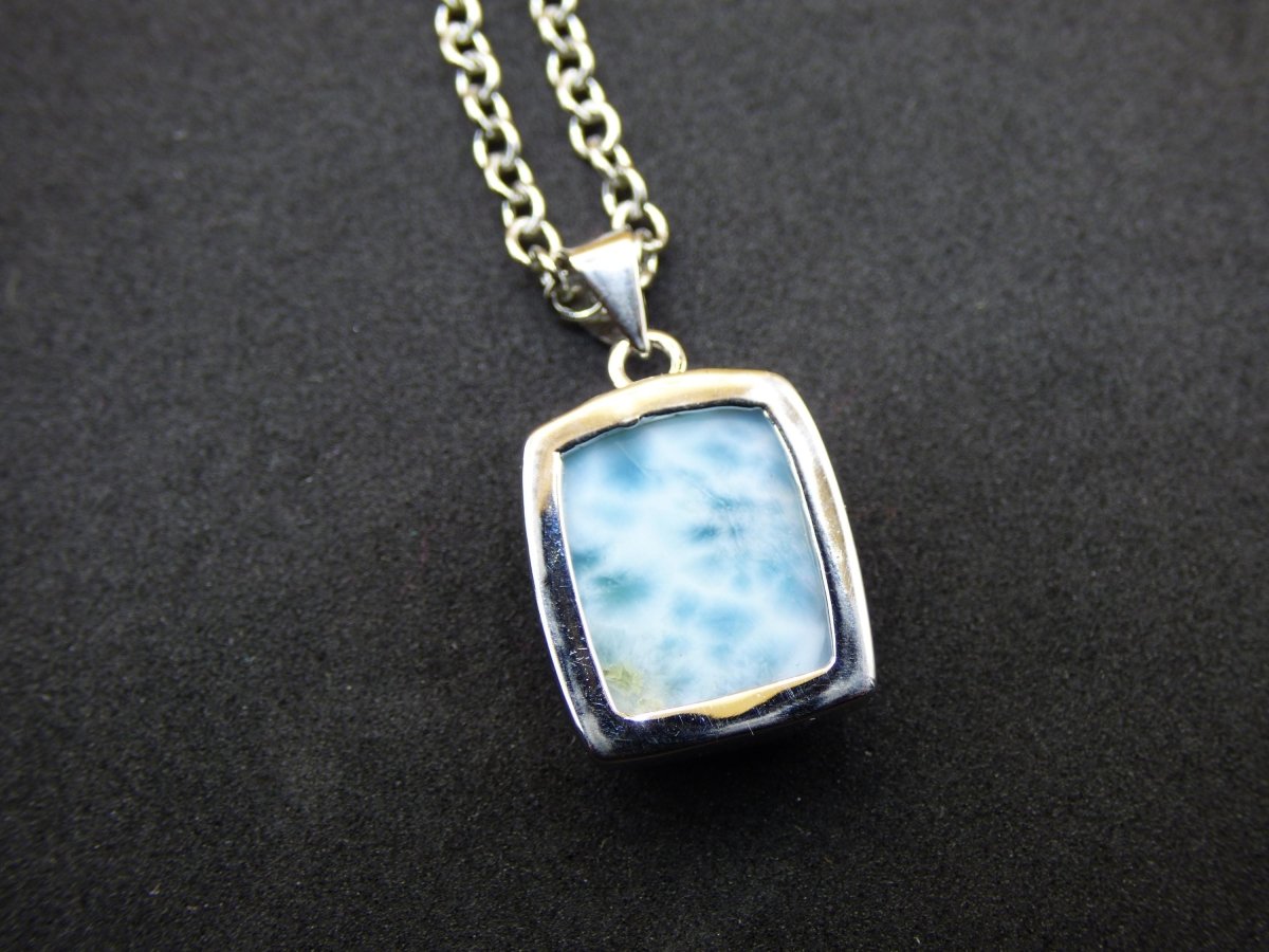 Larimar AAA "Atlantis Stone" Edelstein Kette 925 Sterling Silber Frau Schmuck Edel Natur Heilstein Hippie Rarität Meer Himmel blau Geschenk - Art of Nature Berlin