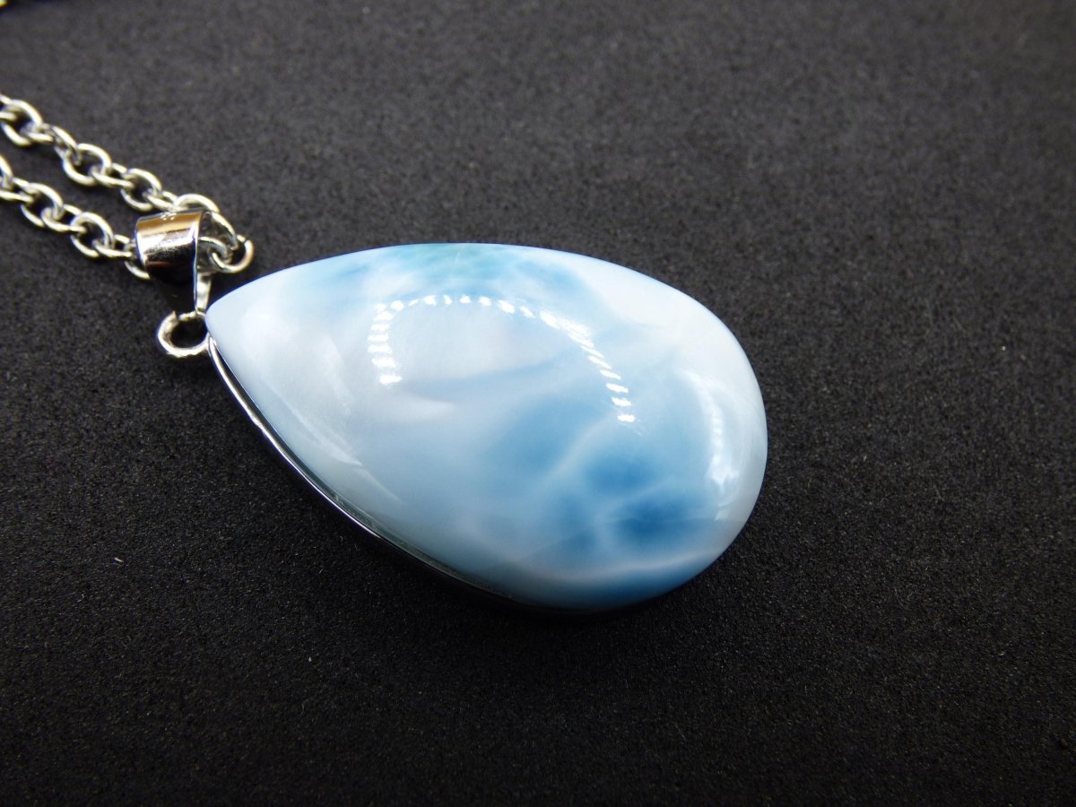 Larimar AAA "Atlantis Stone" Edelstein Kette 925 Sterling Silber Frau Schmuck Edel Natur Heilstein Hippie Rarität Meer Himmel blau Geschenk - Art of Nature Berlin