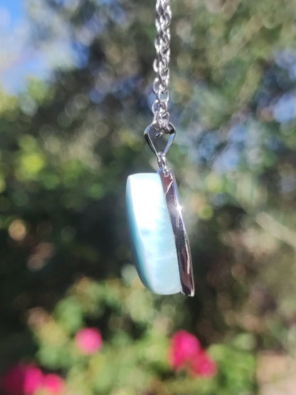 Larimar AAA &quot;Atlantis Stone&quot; Edelstein Kette 925 Sterling Silber Frau Schmuck Edel Natur Heilstein Hippie Rarität Meer Himmel blau Geschenk - Art of Nature Berlin