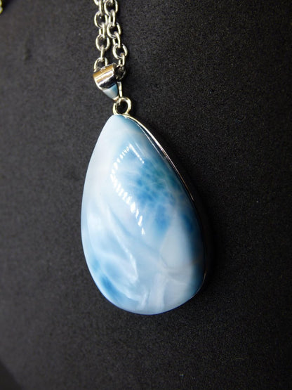 Larimar AAA "Atlantis Stone" Edelstein Kette 925 Sterling Silber Frau Schmuck Edel Natur Heilstein Hippie Rarität Meer Himmel blau Geschenk - Art of Nature Berlin