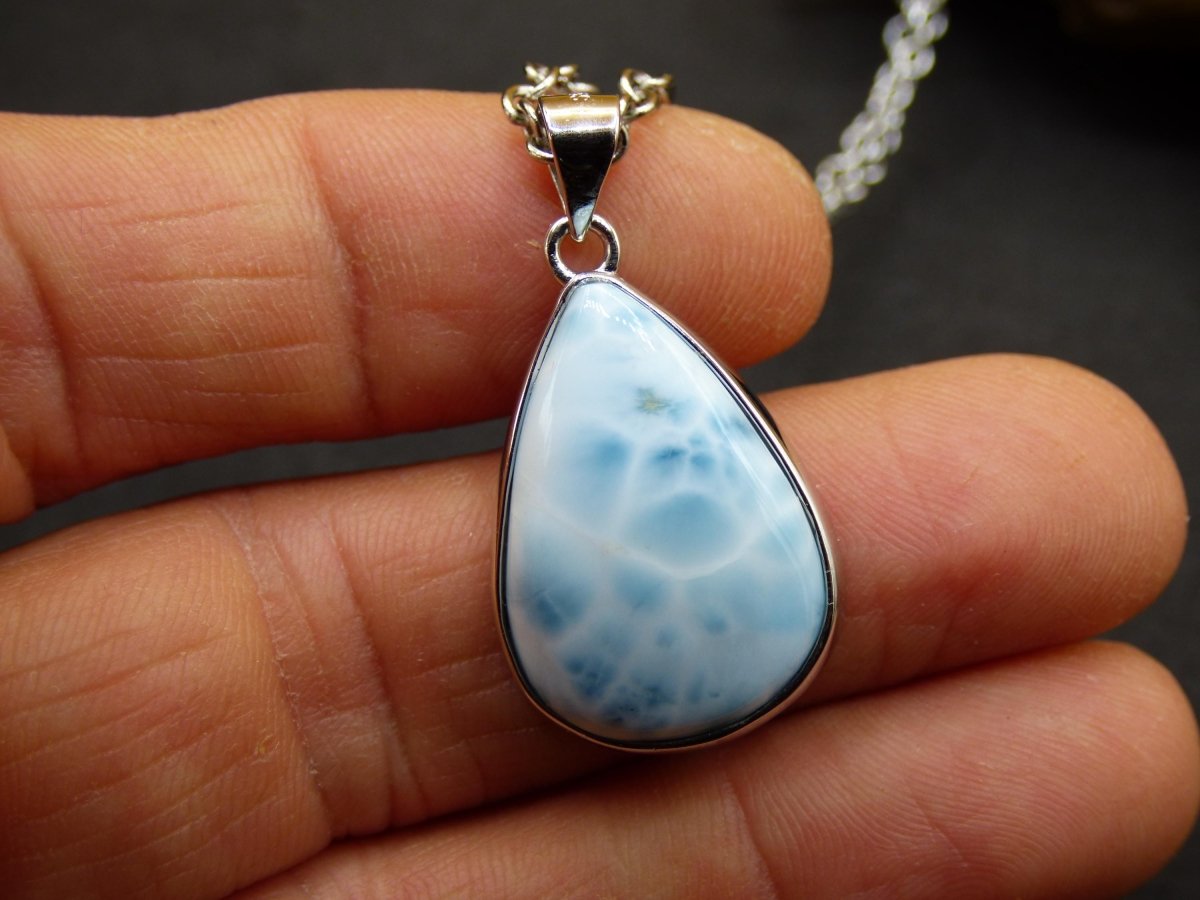Larimar AAA "Atlantis Stone" Edelstein Kette 925 Sterling Silber Frau Schmuck Edel Natur Heilstein Hippie Rarität Meer Himmel blau Geschenk - Art of Nature Berlin