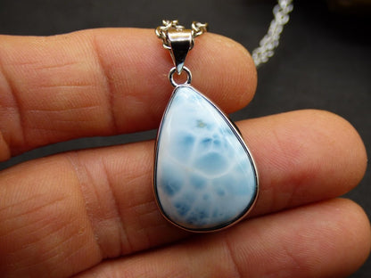 Larimar AAA "Atlantis Stone" Edelstein Kette 925 Sterling Silber Frau Schmuck Edel Natur Heilstein Hippie Rarität Meer Himmel blau Geschenk - Art of Nature Berlin