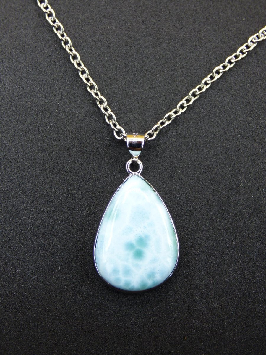 Larimar AAA "Atlantis Stone" Edelstein Kette 925 Sterling Silber Frau Schmuck Edel Natur Heilstein Hippie Rarität Meer Himmel blau Geschenk - Art of Nature Berlin