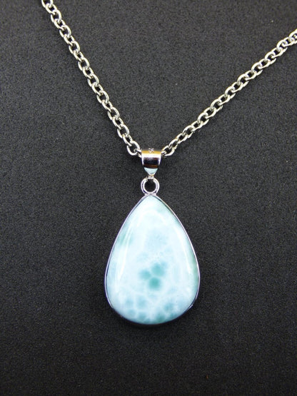 Larimar AAA "Atlantis Stone" Edelstein Kette 925 Sterling Silber Frau Schmuck Edel Natur Heilstein Hippie Rarität Meer Himmel blau Geschenk - Art of Nature Berlin