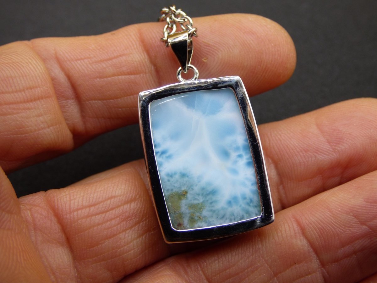 Larimar AAA "Atlantis Stone" Edelstein Kette 925 Sterling Silber Frau Schmuck Edel Natur Heilstein Hippie Rarität Meer Himmel blau Geschenk - Art of Nature Berlin