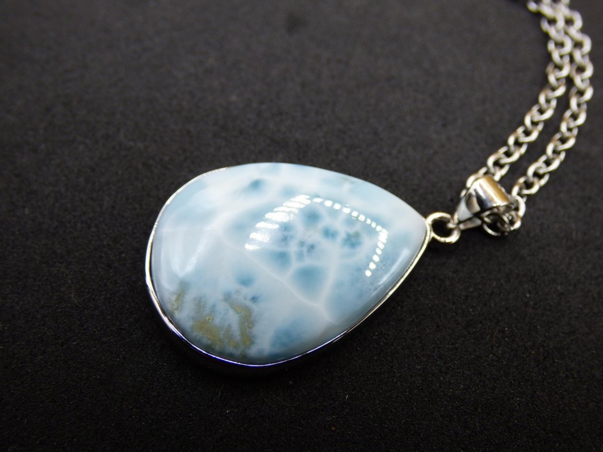 Larimar AAA "Atlantis Stone" Edelstein Kette 925 Sterling Silber Frau Schmuck Edel Natur Heilstein Hippie Rarität Meer Himmel blau Geschenk - Art of Nature Berlin