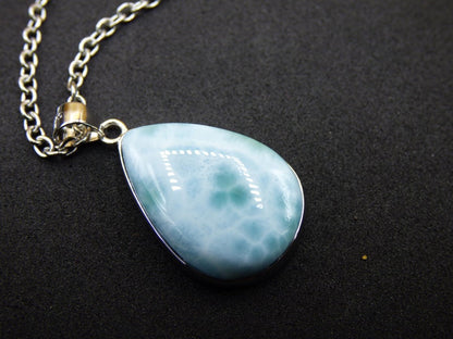 Larimar AAA "Atlantis Stone" Edelstein Kette 925 Sterling Silber Frau Schmuck Edel Natur Heilstein Hippie Rarität Meer Himmel blau Geschenk - Art of Nature Berlin