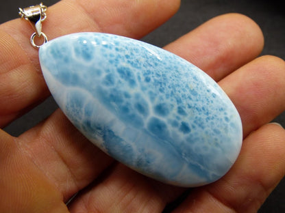 Larimar AAA &quot;Atlantis Stone&quot; Edelstein Kette 925 Sterling Silber Frau Schmuck Edel Natur Heilstein Hippie Rarität Meer Himmel blau Geschenk - Art of Nature Berlin