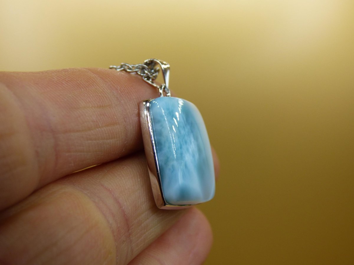Larimar AAA "Atlantis Stone" Edelstein Kette 925 Sterling Silber Frau Schmuck Edel Natur Heilstein Hippie Rarität Meer Himmel blau Geschenk - Art of Nature Berlin