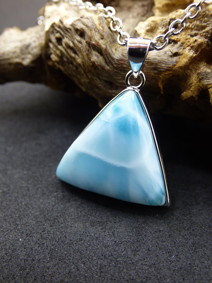 Larimar AAA &quot;Atlantis Stone&quot; Edelstein Kette 925 Sterling Silber Frau Schmuck Edel Natur Heilstein Hippie Rarität Meer Himmel blau Geschenk - Art of Nature Berlin