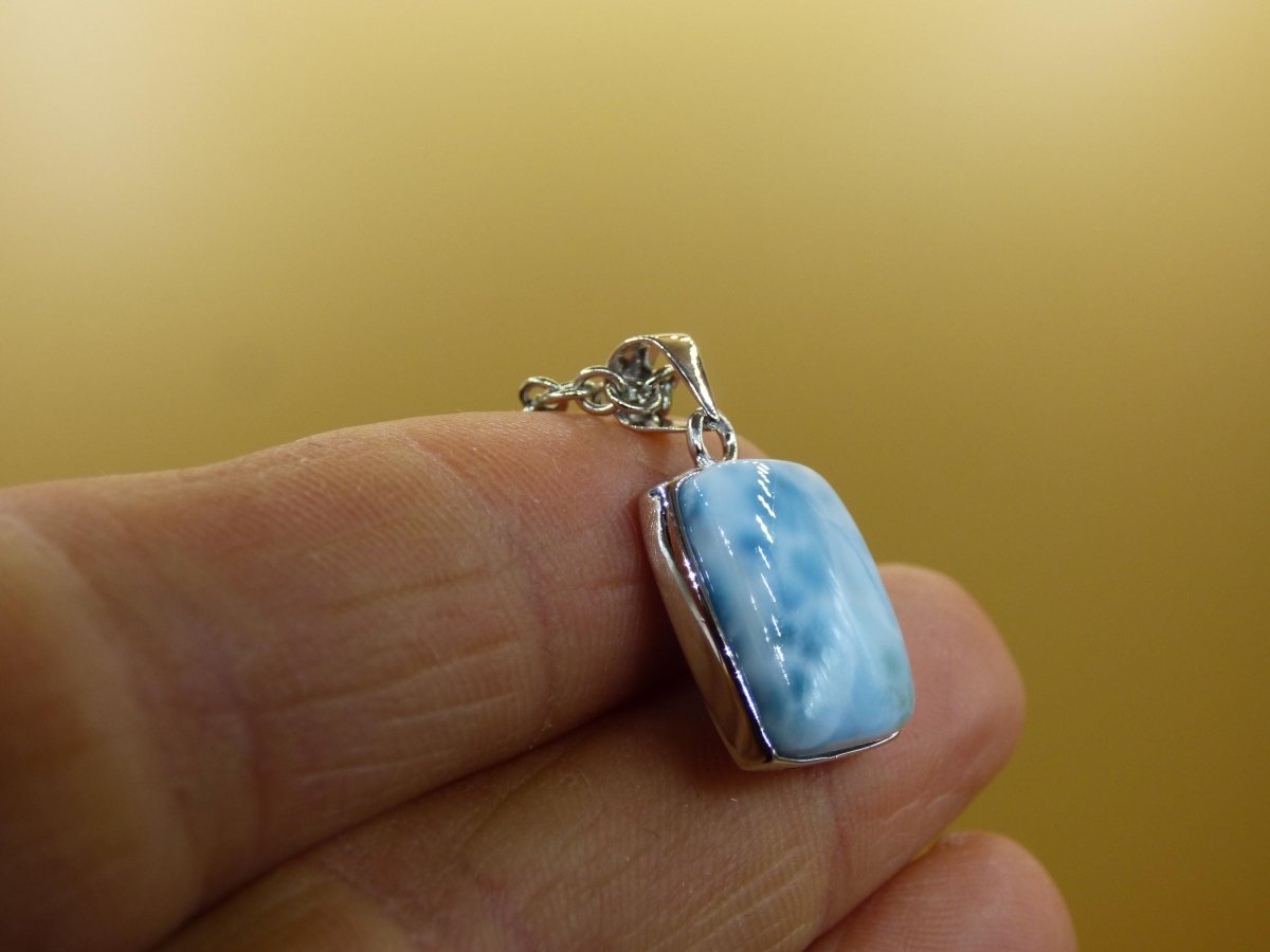 Larimar AAA "Atlantis Stone" Edelstein Kette 925 Sterling Silber Frau Schmuck Edel Natur Heilstein Hippie Rarität Meer Himmel blau Geschenk - Art of Nature Berlin