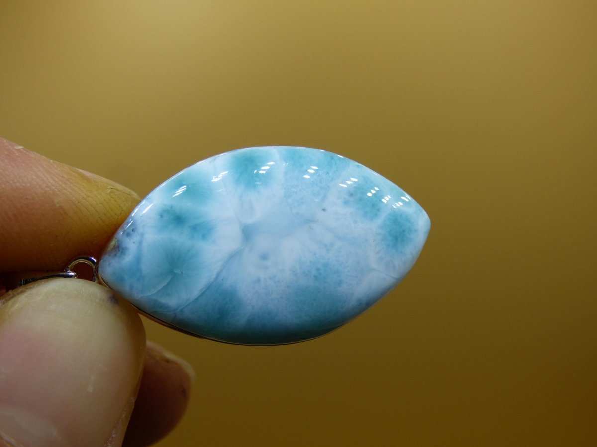 Larimar AAA &quot;Atlantis Stone&quot; Edelstein Kette 925 Sterling Silber Frau Schmuck Edel Natur Heilstein Hippie Rarität Meer Himmel blau Geschenk - Art of Nature Berlin