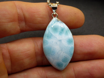 Larimar AAA &quot;Atlantis Stone&quot; Edelstein Kette 925 Sterling Silber Frau Schmuck Edel Natur Heilstein Hippie Rarität Meer Himmel blau Geschenk - Art of Nature Berlin