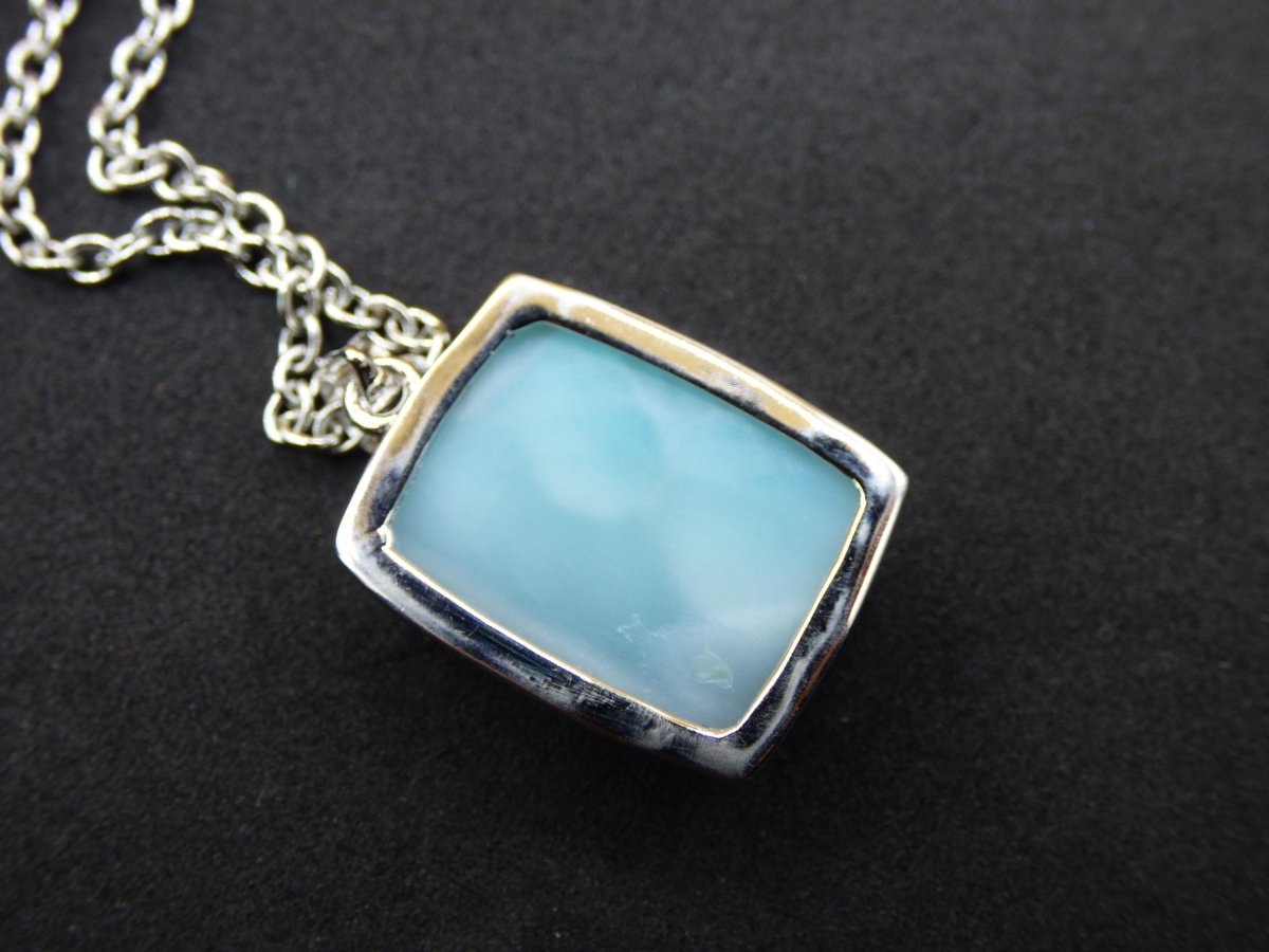 Larimar AAA "Atlantis Stone" Edelstein Kette 925 Sterling Silber Frau Schmuck Edel Natur Heilstein Hippie Rarität Meer Himmel blau Geschenk - Art of Nature Berlin