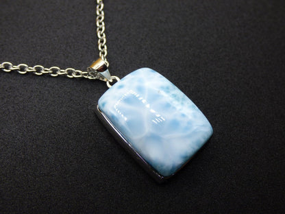 Larimar AAA "Atlantis Stone" Edelstein Kette 925 Sterling Silber Frau Schmuck Edel Natur Heilstein Hippie Rarität Meer Himmel blau Geschenk - Art of Nature Berlin