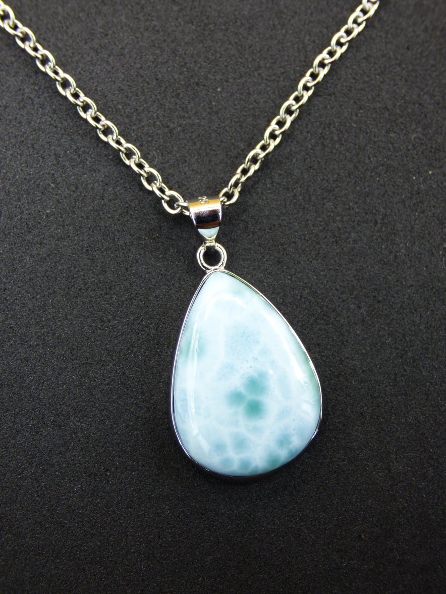 Larimar AAA "Atlantis Stone" Edelstein Kette 925 Sterling Silber Frau Schmuck Edel Natur Heilstein Hippie Rarität Meer Himmel blau Geschenk - Art of Nature Berlin