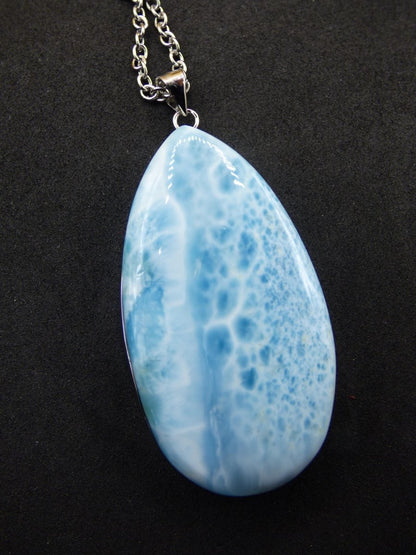 Larimar AAA &quot;Atlantis Stone&quot; Edelstein Kette 925 Sterling Silber Frau Schmuck Edel Natur Heilstein Hippie Rarität Meer Himmel blau Geschenk - Art of Nature Berlin