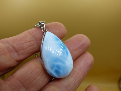 Larimar AAA "Atlantis Stone" Edelstein Kette 925 Sterling Silber Frau Schmuck Edel Natur Heilstein Hippie Rarität Meer Himmel blau Geschenk - Art of Nature Berlin