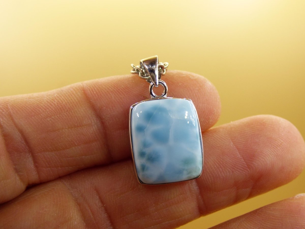 Larimar AAA "Atlantis Stone" Edelstein Kette 925 Sterling Silber Frau Schmuck Edel Natur Heilstein Hippie Rarität Meer Himmel blau Geschenk - Art of Nature Berlin