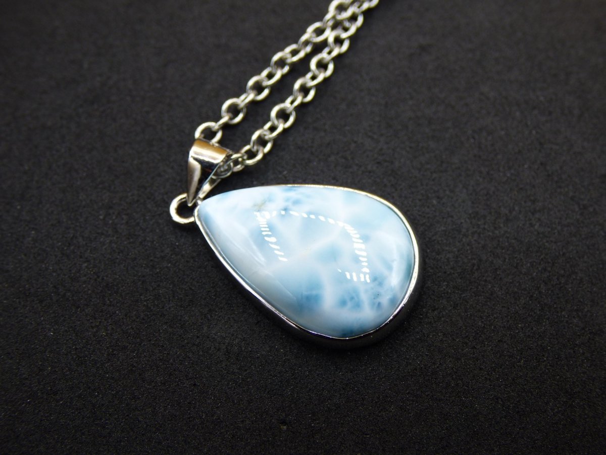 Larimar AAA "Atlantis Stone" Edelstein Kette 925 Sterling Silber Frau Schmuck Edel Natur Heilstein Hippie Rarität Meer Himmel blau Geschenk - Art of Nature Berlin