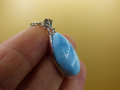 Larimar AAA "Atlantis Stone" Edelstein Kette 925 Sterling Silber Frau Schmuck Edel Natur Heilstein Hippie Rarität Meer Himmel blau Geschenk - Art of Nature Berlin