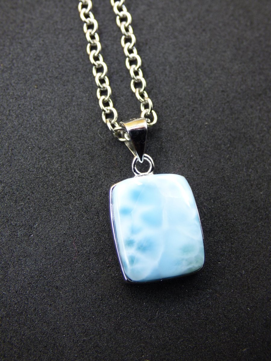 Larimar AAA "Atlantis Stone" Edelstein Kette 925 Sterling Silber Frau Schmuck Edel Natur Heilstein Hippie Rarität Meer Himmel blau Geschenk - Art of Nature Berlin