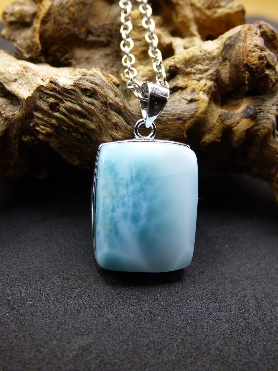 Larimar AAA "Atlantis Stone" Edelstein Kette 925 Sterling Silber Frau Schmuck Edel Natur Heilstein Hippie Rarität Meer Himmel blau Geschenk - Art of Nature Berlin