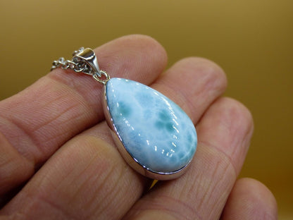 Larimar AAA "Atlantis Stone" Edelstein Kette 925 Sterling Silber Frau Schmuck Edel Natur Heilstein Hippie Rarität Meer Himmel blau Geschenk - Art of Nature Berlin
