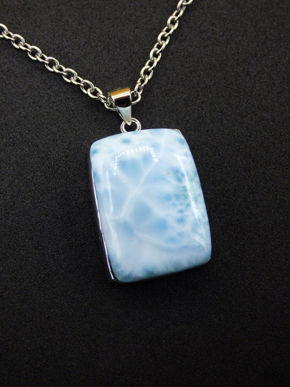 Larimar AAA "Atlantis Stone" Edelstein Kette 925 Sterling Silber Frau Schmuck Edel Natur Heilstein Hippie Rarität Meer Himmel blau Geschenk - Art of Nature Berlin