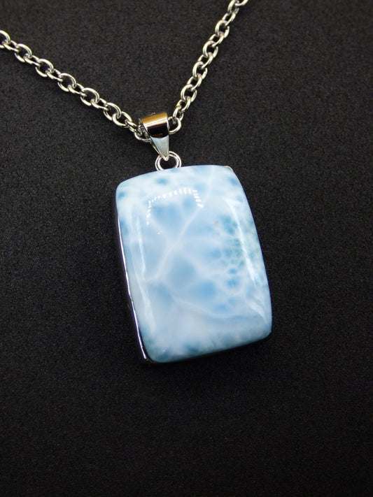 Larimar AAA "Atlantis Stone" Edelstein Kette 925 Sterling Silber Frau Schmuck Edel Natur Heilstein Hippie Rarität Meer Himmel blau Geschenk - Art of Nature Berlin