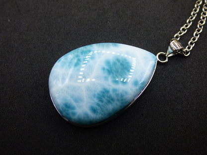 Larimar AAA &quot;Atlantis Stone&quot; Edelstein Kette 925 Sterling Silber Frau Schmuck Edel Natur Heilstein Hippie Rarität Meer Himmel blau Geschenk - Art of Nature Berlin
