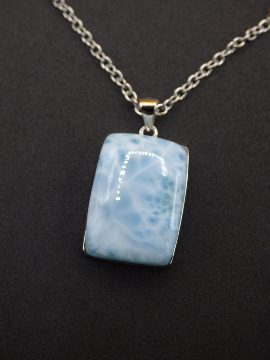 Larimar AAA "Atlantis Stone" Edelstein Kette 925 Sterling Silber Frau Schmuck Edel Natur Heilstein Hippie Rarität Meer Himmel blau Geschenk - Art of Nature Berlin