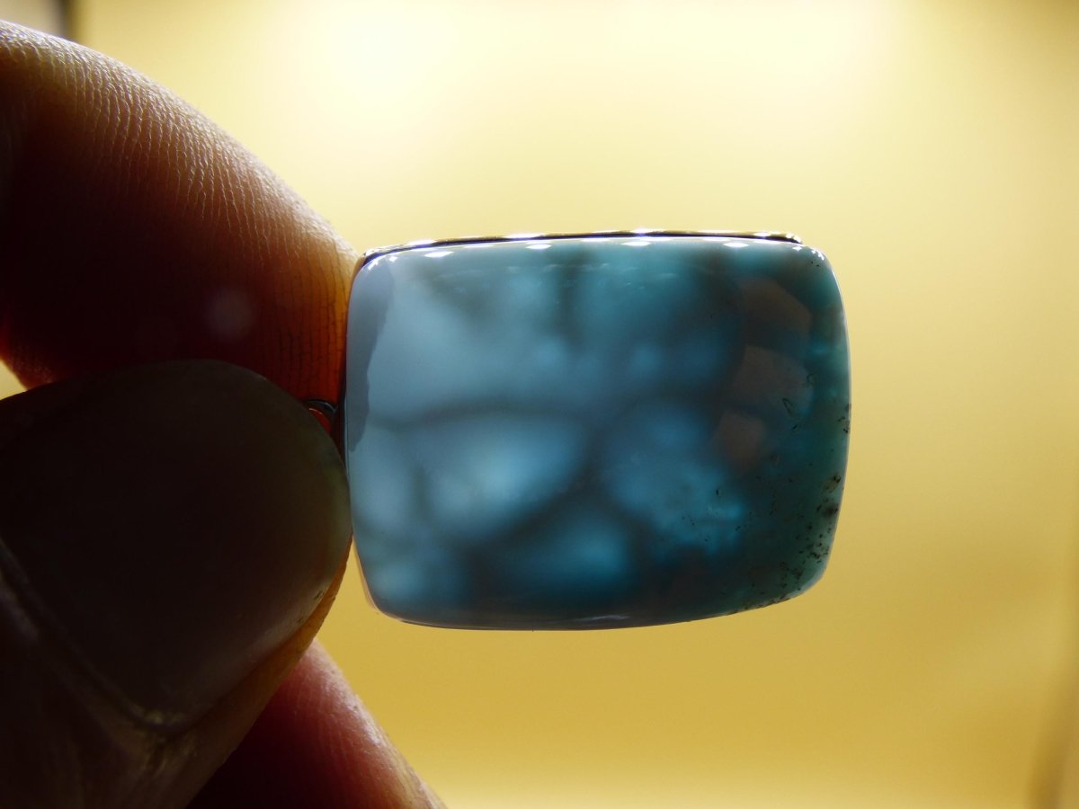 Larimar AAA &quot;Atlantis Stone&quot; Edelstein Kette 925 Sterling Silber Frau Schmuck Edel Natur Heilstein Hippie Rarität Meer Himmel blau Geschenk - Art of Nature Berlin