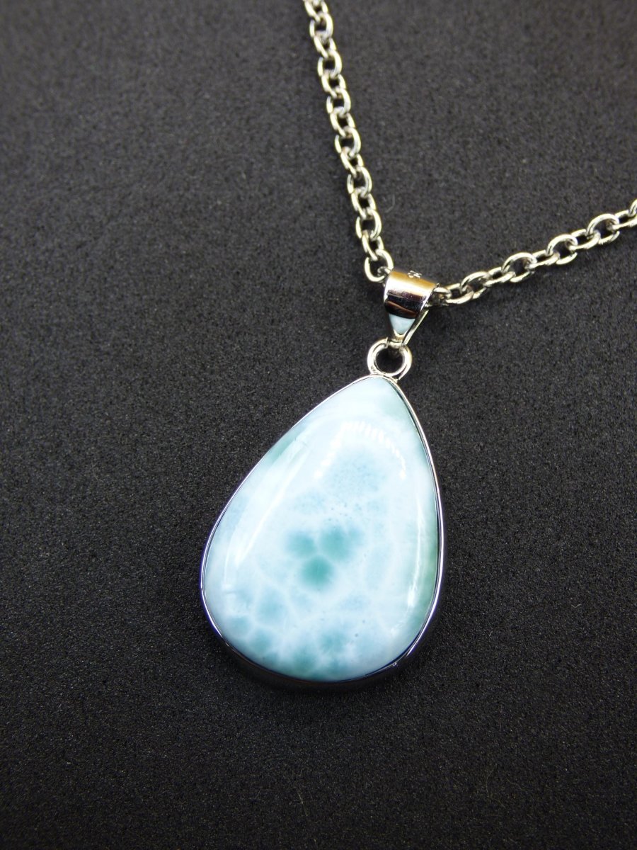 Larimar AAA "Atlantis Stone" Edelstein Kette 925 Sterling Silber Frau Schmuck Edel Natur Heilstein Hippie Rarität Meer Himmel blau Geschenk - Art of Nature Berlin