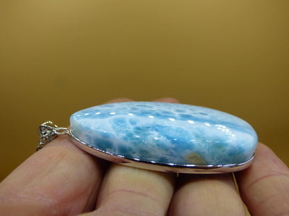 Larimar AAA &quot;Atlantis Stone&quot; Edelstein Kette 925 Sterling Silber Frau Schmuck Edel Natur Heilstein Hippie Rarität Meer Himmel blau Geschenk - Art of Nature Berlin