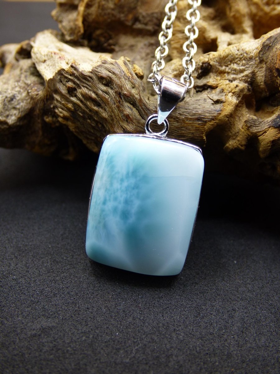 Larimar AAA "Atlantis Stone" Edelstein Kette 925 Sterling Silber Frau Schmuck Edel Natur Heilstein Hippie Rarität Meer Himmel blau Geschenk - Art of Nature Berlin