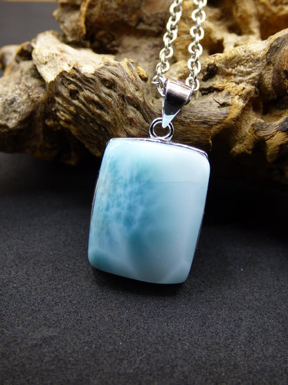 Larimar AAA "Atlantis Stone" Edelstein Kette 925 Sterling Silber Frau Schmuck Edel Natur Heilstein Hippie Rarität Meer Himmel blau Geschenk - Art of Nature Berlin