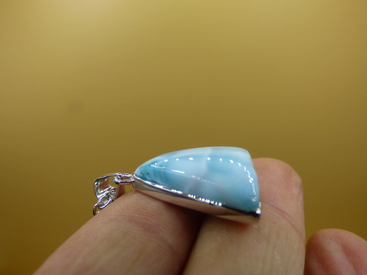 Larimar AAA &quot;Atlantis Stone&quot; Edelstein Kette 925 Sterling Silber Frau Schmuck Edel Natur Heilstein Hippie Rarität Meer Himmel blau Geschenk - Art of Nature Berlin