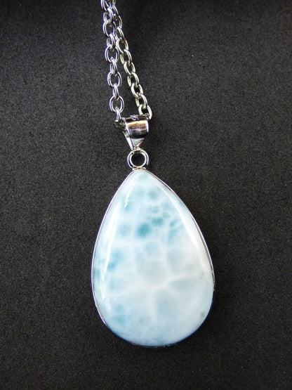 Larimar AAA &quot;Atlantis Stone&quot; Edelstein Kette 925 Sterling Silber Frau Schmuck Edel Natur Heilstein Hippie Rarität Meer Himmel blau Geschenk - Art of Nature Berlin
