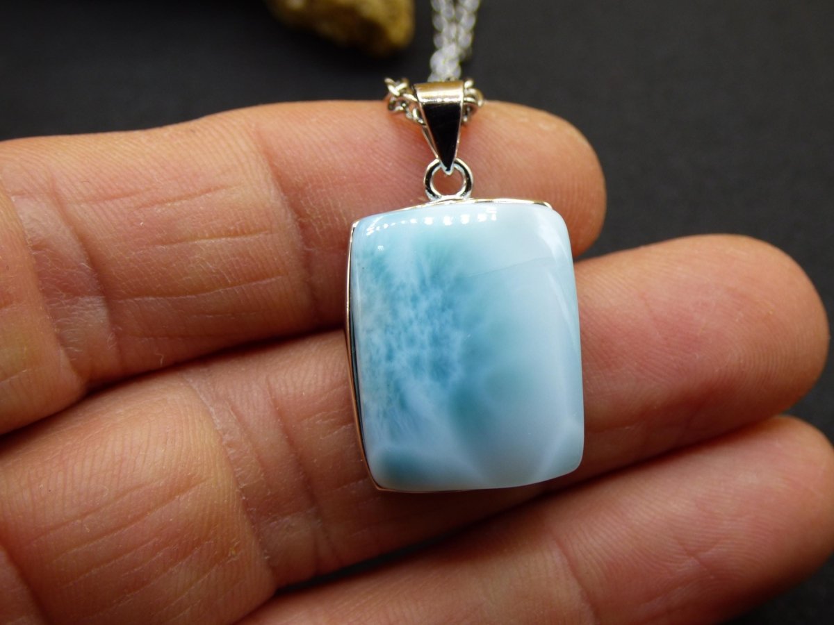 Larimar AAA "Atlantis Stone" Edelstein Kette 925 Sterling Silber Frau Schmuck Edel Natur Heilstein Hippie Rarität Meer Himmel blau Geschenk - Art of Nature Berlin