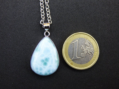 Larimar AAA "Atlantis Stone" Edelstein Kette 925 Sterling Silber Frau Schmuck Edel Natur Heilstein Hippie Rarität Meer Himmel blau Geschenk - Art of Nature Berlin