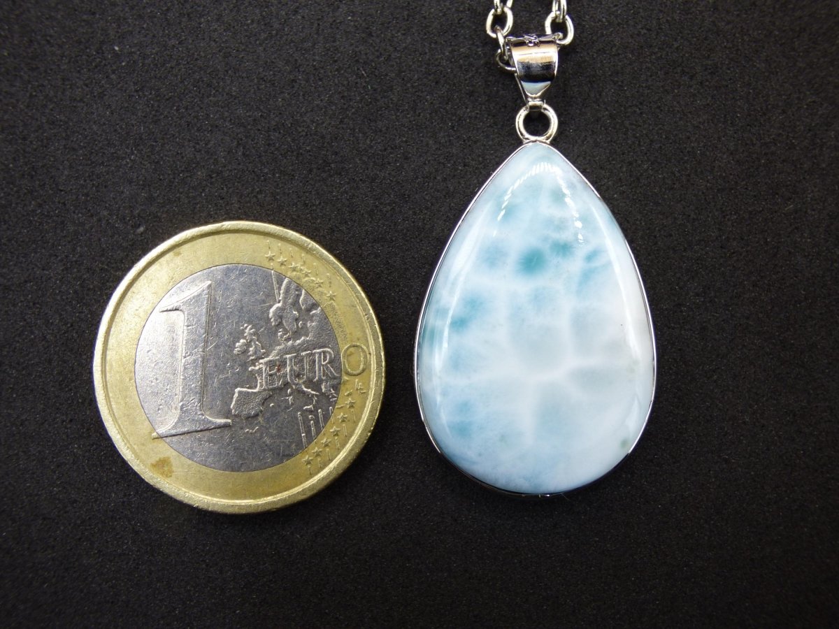 Larimar AAA &quot;Atlantis Stone&quot; Edelstein Kette 925 Sterling Silber Frau Schmuck Edel Natur Heilstein Hippie Rarität Meer Himmel blau Geschenk - Art of Nature Berlin