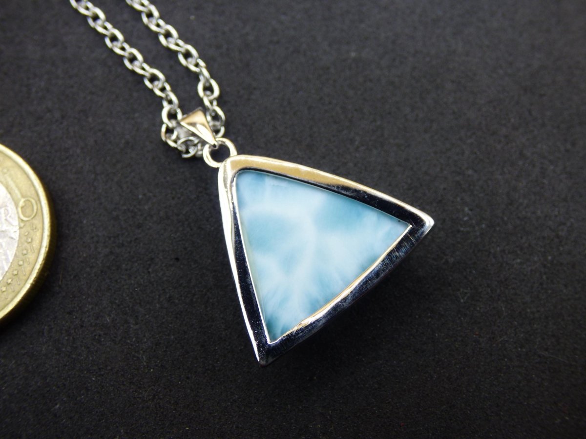 Larimar AAA &quot;Atlantis Stone&quot; Edelstein Kette 925 Sterling Silber Frau Schmuck Edel Natur Heilstein Hippie Rarität Meer Himmel blau Geschenk - Art of Nature Berlin