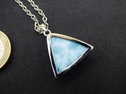 Larimar AAA &quot;Atlantis Stone&quot; Edelstein Kette 925 Sterling Silber Frau Schmuck Edel Natur Heilstein Hippie Rarität Meer Himmel blau Geschenk - Art of Nature Berlin