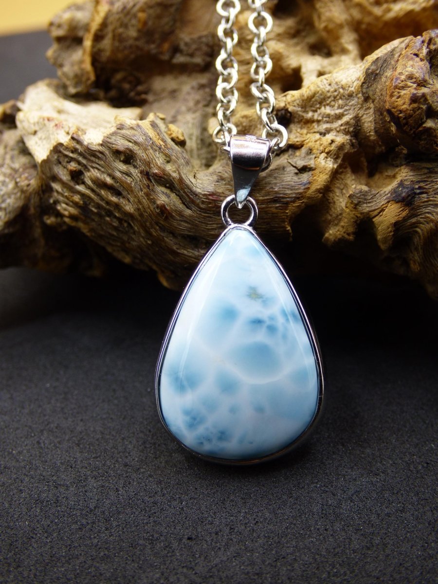 Larimar AAA "Atlantis Stone" Edelstein Kette 925 Sterling Silber Frau Schmuck Edel Natur Heilstein Hippie Rarität Meer Himmel blau Geschenk - Art of Nature Berlin