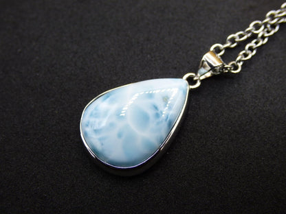 Larimar AAA "Atlantis Stone" Edelstein Kette 925 Sterling Silber Frau Schmuck Edel Natur Heilstein Hippie Rarität Meer Himmel blau Geschenk - Art of Nature Berlin