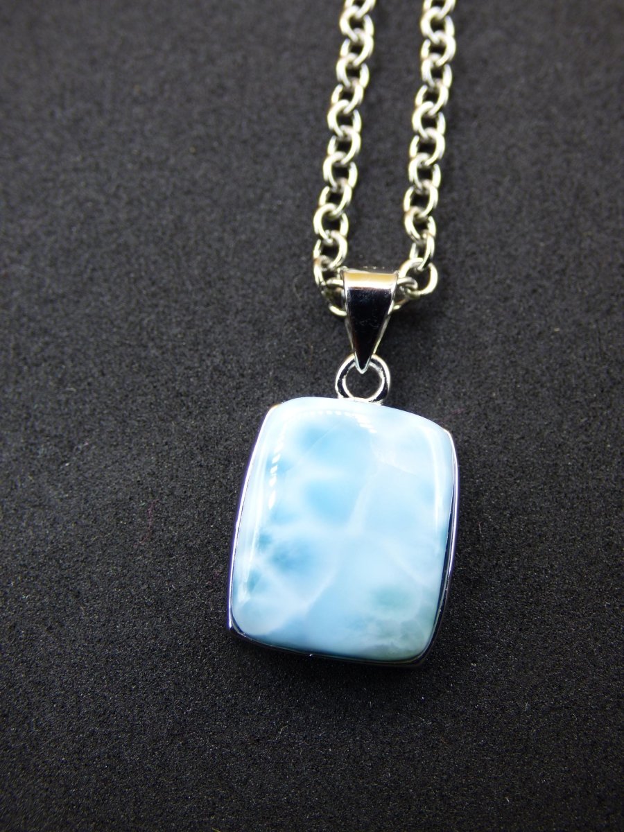 Larimar AAA "Atlantis Stone" Edelstein Kette 925 Sterling Silber Frau Schmuck Edel Natur Heilstein Hippie Rarität Meer Himmel blau Geschenk - Art of Nature Berlin