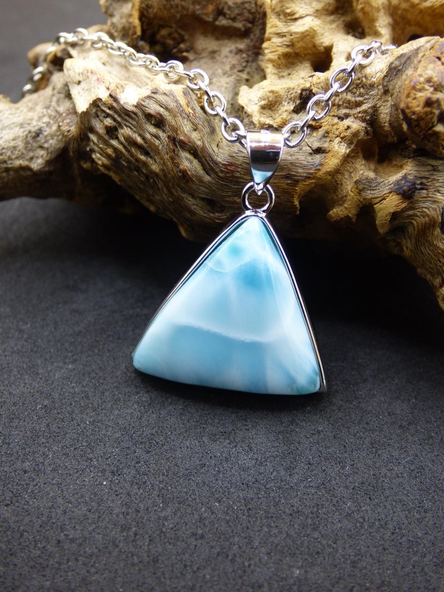 Larimar AAA &quot;Atlantis Stone&quot; Edelstein Kette 925 Sterling Silber Frau Schmuck Edel Natur Heilstein Hippie Rarität Meer Himmel blau Geschenk - Art of Nature Berlin